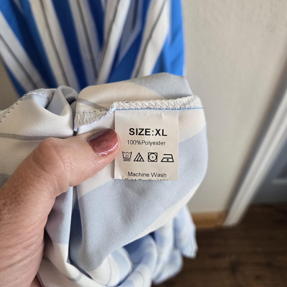 Blue and White Striped Maxi Dress Sz XL - Picture 6 of 7